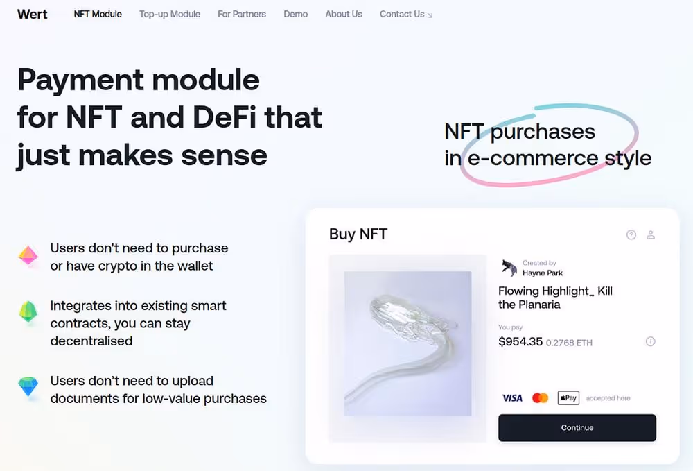 Pay up! Tezos NFT Payment Module Wert.io, And What it Means, image 4